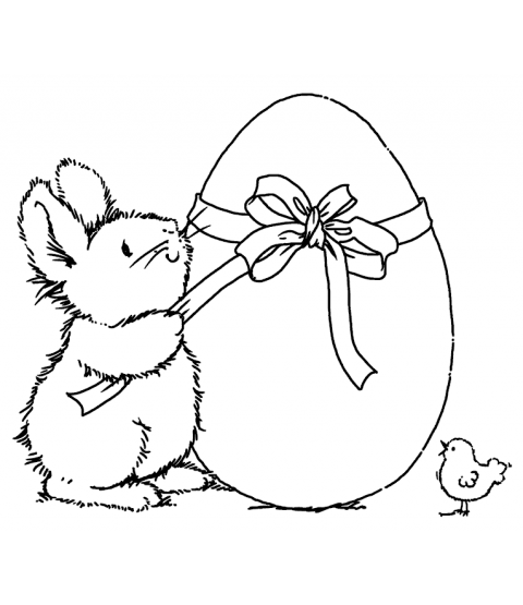 Maria Woods Bunny's Gift Egg Wood Mount Stamp K1-0835H