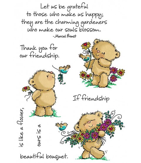 Maria Woods Bouquet Chickpea Bear Clear Stamp Set - 11302MC