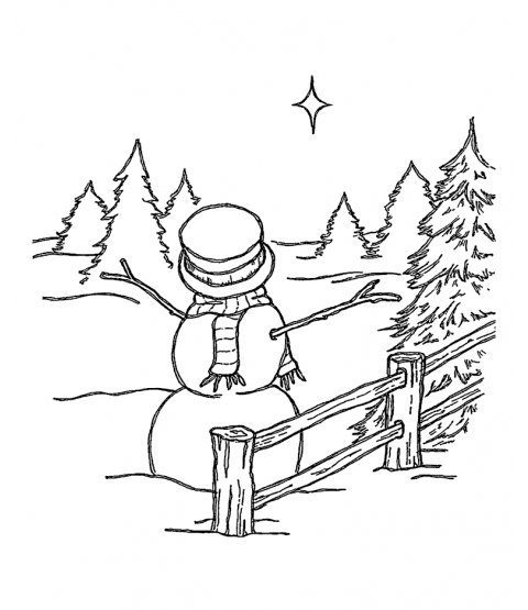 Nancy Baier Celebrating Snowman Wood Mount Stamp M2-1635J