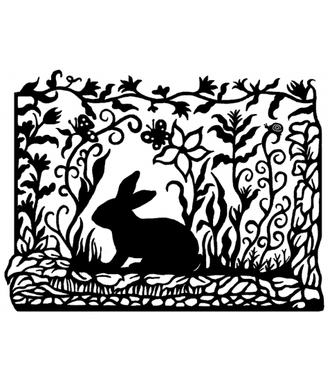 Nancy Baier Rabbit Scene Wood Mount Stamp K2-3925H