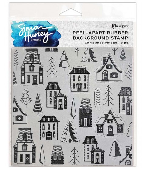 Simon Hurley Peel-Apart Background Stamp: Christmas Village HUR82569