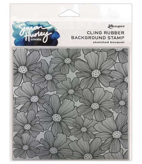 Simon Hurley Background Stamp: Sketched Bouquet HUR76865