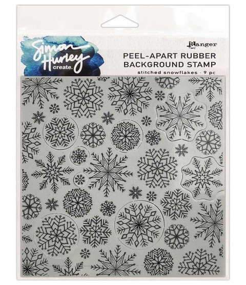 Simon Hurley Peel-Apart Background Stamp: Stitched Snowflakes HUR79002