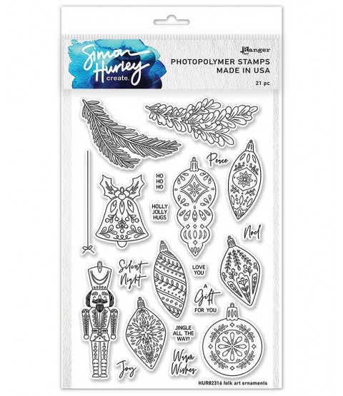 Simon Hurley Clear Stamp Set: Folk Art Ornaments HUR82316