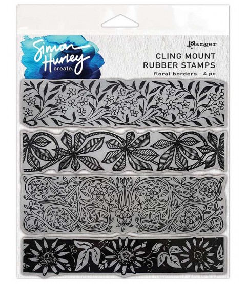 Simon Hurley Cling Mount Rubber Stamps: Floral Borders HUR84839