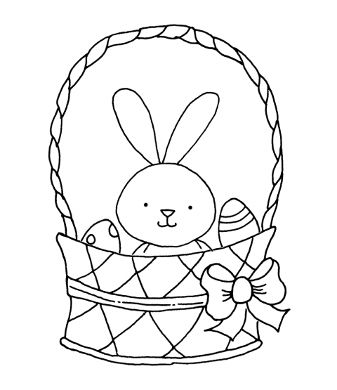 Tammy DeYoung Bunny & Eggs Basket Wood Mount Stamp K1-9961H