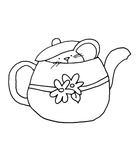 Tammy DeYoung Teapot Mousie Wood Mount Stamp K5-0259H