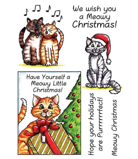 Trudy Sjolander Punny Christmas Cats Clear Stamp Set 11124MC