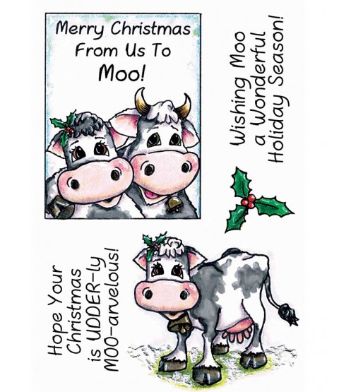 Trudy Sjolander Punny Christmas Cows Clear Stamp Set 11125MC