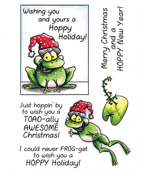 Trudy Sjolander Punny Christmas Frogs Clear Stamp Set 11126MC