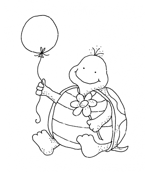 Tammy DeYoung Turtle's Balloon Wood Mount Stamp K1-10293H
