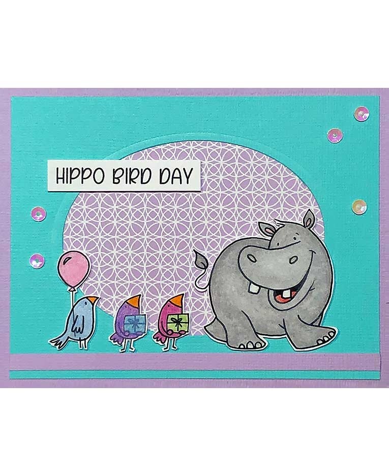 Cute hippo   FLONZ Clear stamp clingy acrylic
