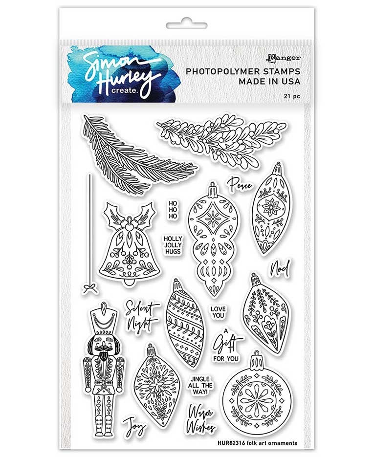 Simon Hurley Clear Stamp Set: Folk Art Ornaments HUR82316