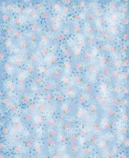Butterflies & Roses on Blue 12" x 18"  Printed Cardstock - SPAC002