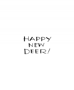 Happy New Deer Wood Mount Stamp D3-0021D