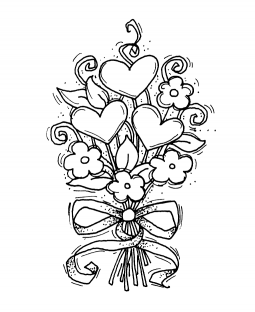 Heart Bouquet Wood Mount Stamp K5-2236E
