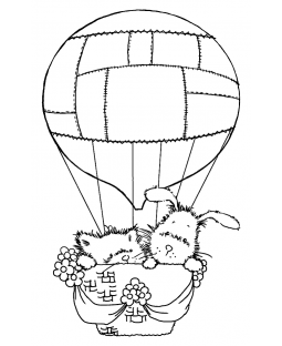 Hot Air Balloon Pals Wood Mount Stamp M1-7005J