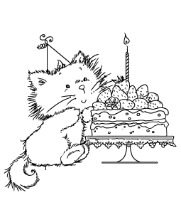 Pixie's Birthday Cake Wood Mount Stamp M2-7007J
