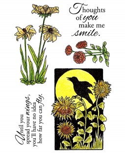 Blackbird & Flowers Clear Stamp Set 11130MC
