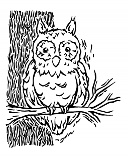 Owl In Tree Wood Mount Stamp K1-2267H