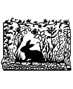 Rabbit Scene Wood Mount Stamp K2-3925H