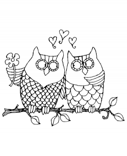 Owl Couple Wood Mount Stamp K1-2242H