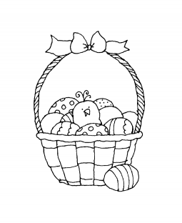 Basket Chick Wood Mount Stamp J1-10755G
