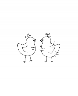Two Chicks Wood Mount Stamp D2-10739D