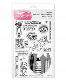 Simon Hurley Clear Stamp Set: Supermom! HUR73055