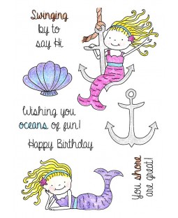 Anchor & Lounging Mermaids Clear Stamp Set 11248MC