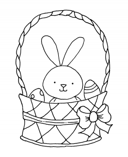 Bunny & Eggs Basket Wood Mount Stamp K1-9961H