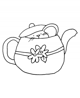 Teapot Mousie Wood Mount Stamp K5-0259H