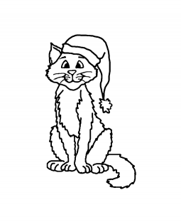 Trudy Sjolander Santa Hat Cat Wood Mount Stamp J2-0049G